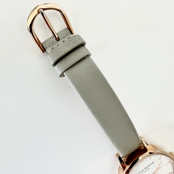 Olivia Burton Rose Gold and Gray Leather Strap Watch - Picture 9 of 11